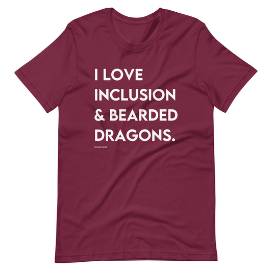 "I Love Inclusion & Bearded Dragons" Adult Unisex Tee