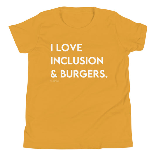"I Love Inclusion & Burgers" Youth Tee