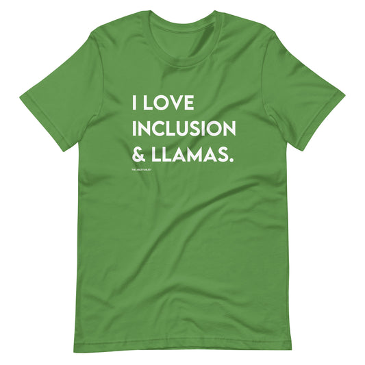 I Love Inclusion & Llamas | Adult Unisex Tee