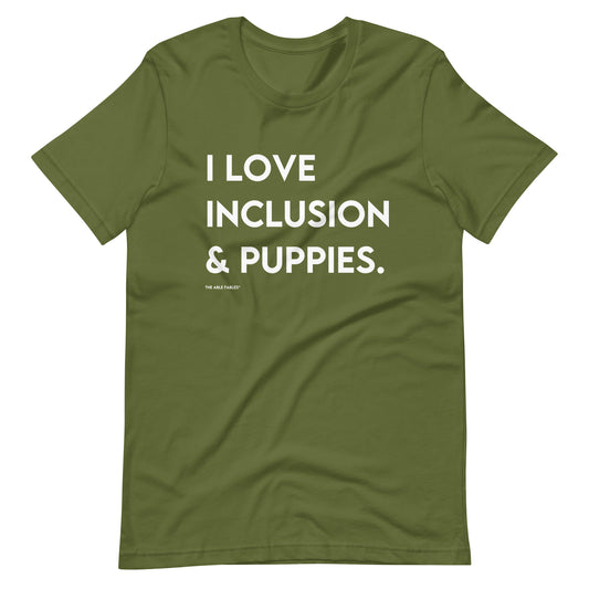 I Love Inclusion & Puppies | Adult Unisex Tee