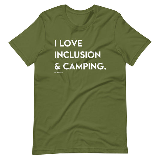 I Love Inclusion & Camping | Adult Unisex Tee